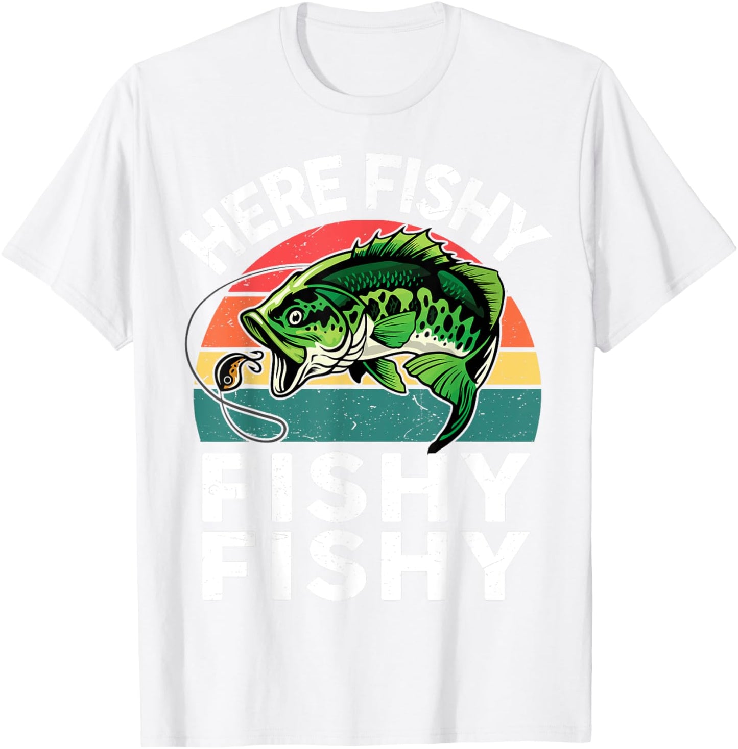 Funny Here-Fishy Kids Toddler Youth Boy Women Bass Fishing T-Shirt - T-Shirt | White
