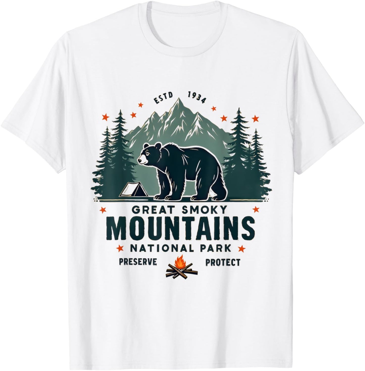Great Park Smoky Mountains Bear Hiking Adventure T-Shirt - T-Shirt | White