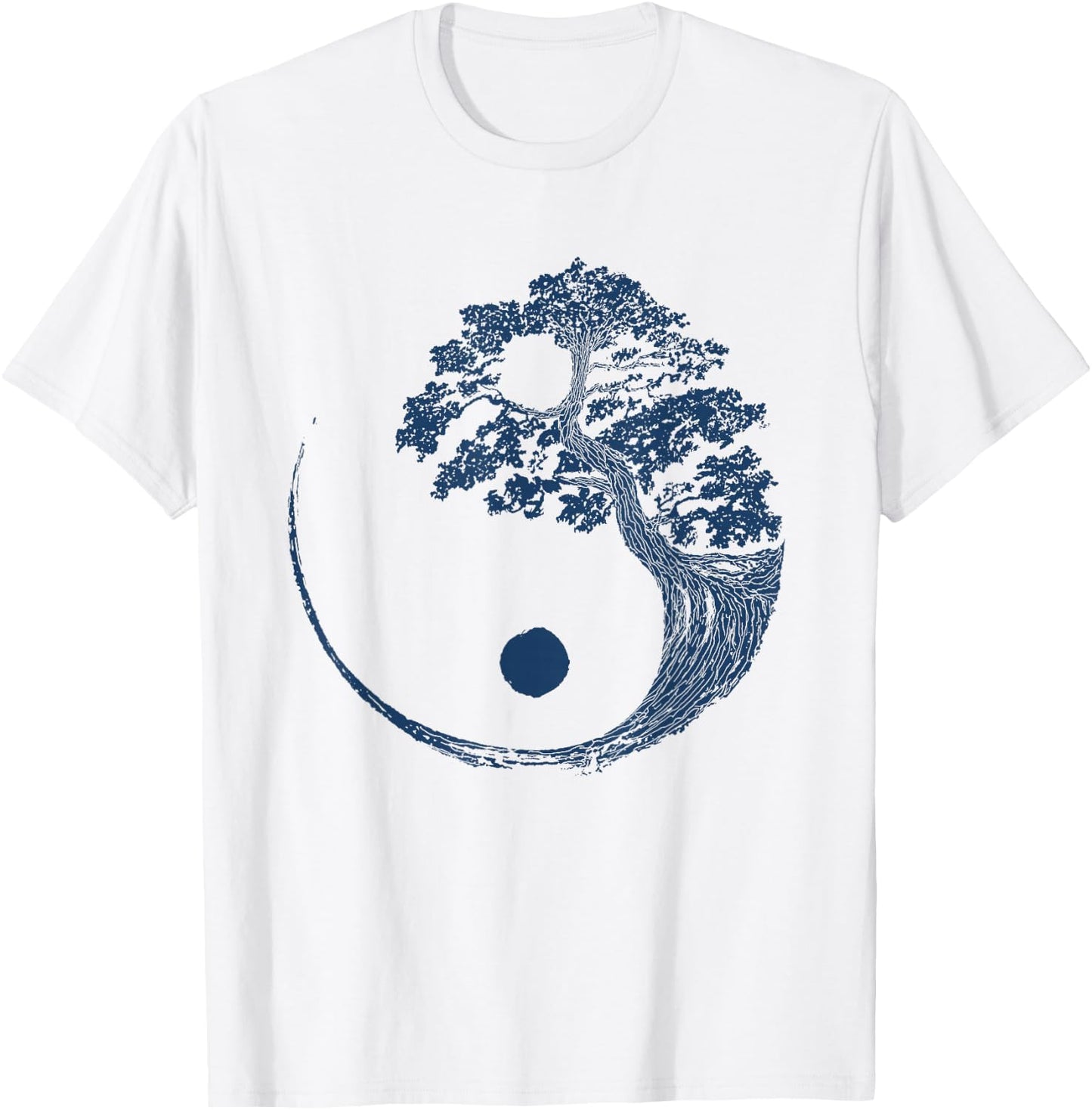 Yin Yang Blue Bonsai Tree Japanese Buddhist Zen Gift T-Shirt - T-Shirt | White