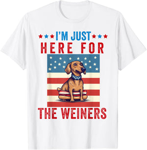 I'm Just Here For Weiners Funny 4th July Hot Dog Sausage T-Shirt - T-Shirt | White