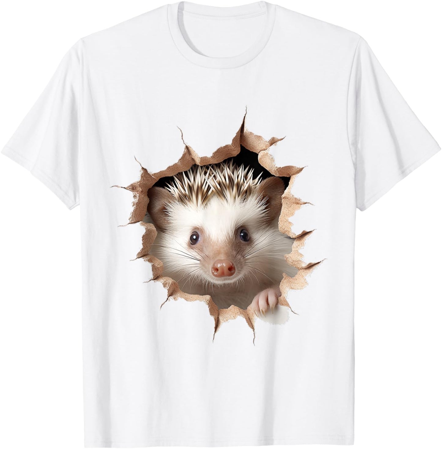 Hedgehog Animal Print Portrait Cute Hedgehog T-Shirt - T-Shirt | White