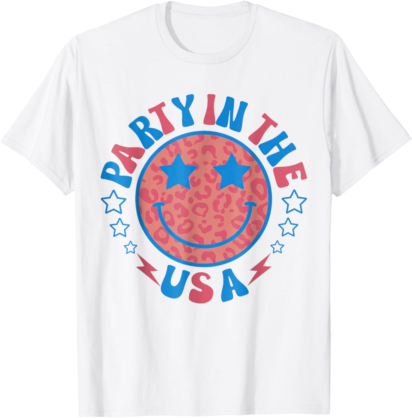 Party in the USA 4th of July Preppy Smile T-Shirt - T-Shirt | White