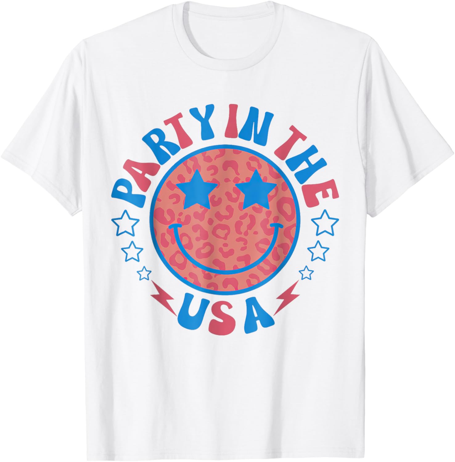 Party in the USA 4th of July Preppy Smile T-Shirt - T-Shirt | White