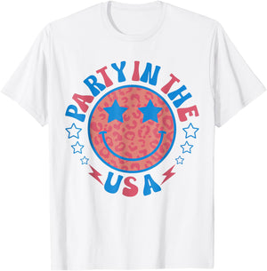 Party in the USA 4th of July Preppy Smile T-Shirt - T-Shirt | White