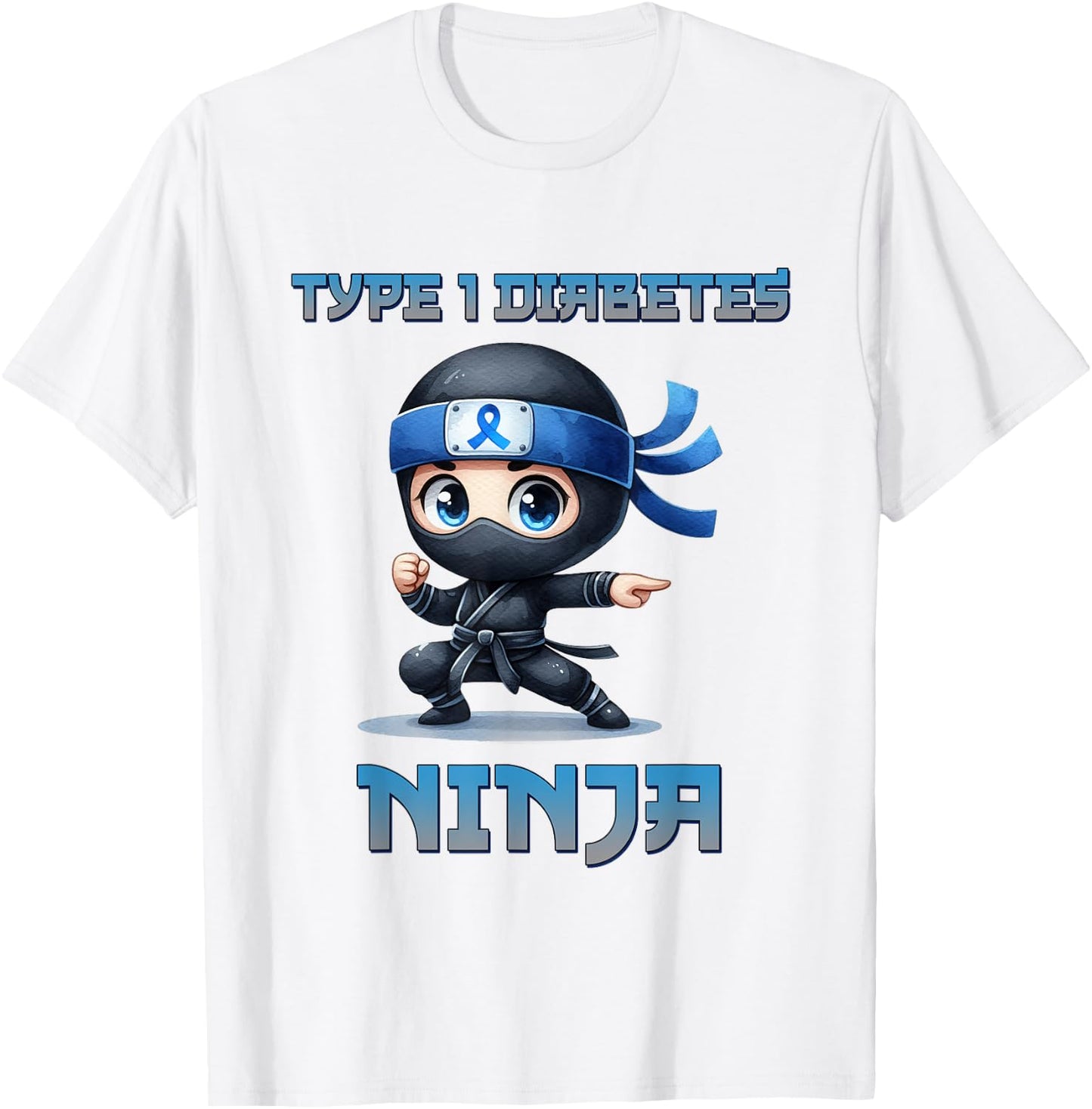 Type 1 Diabetes Awareness Ninja T1D Warrior Fighter Kids T-Shirt - T-Shirt | White