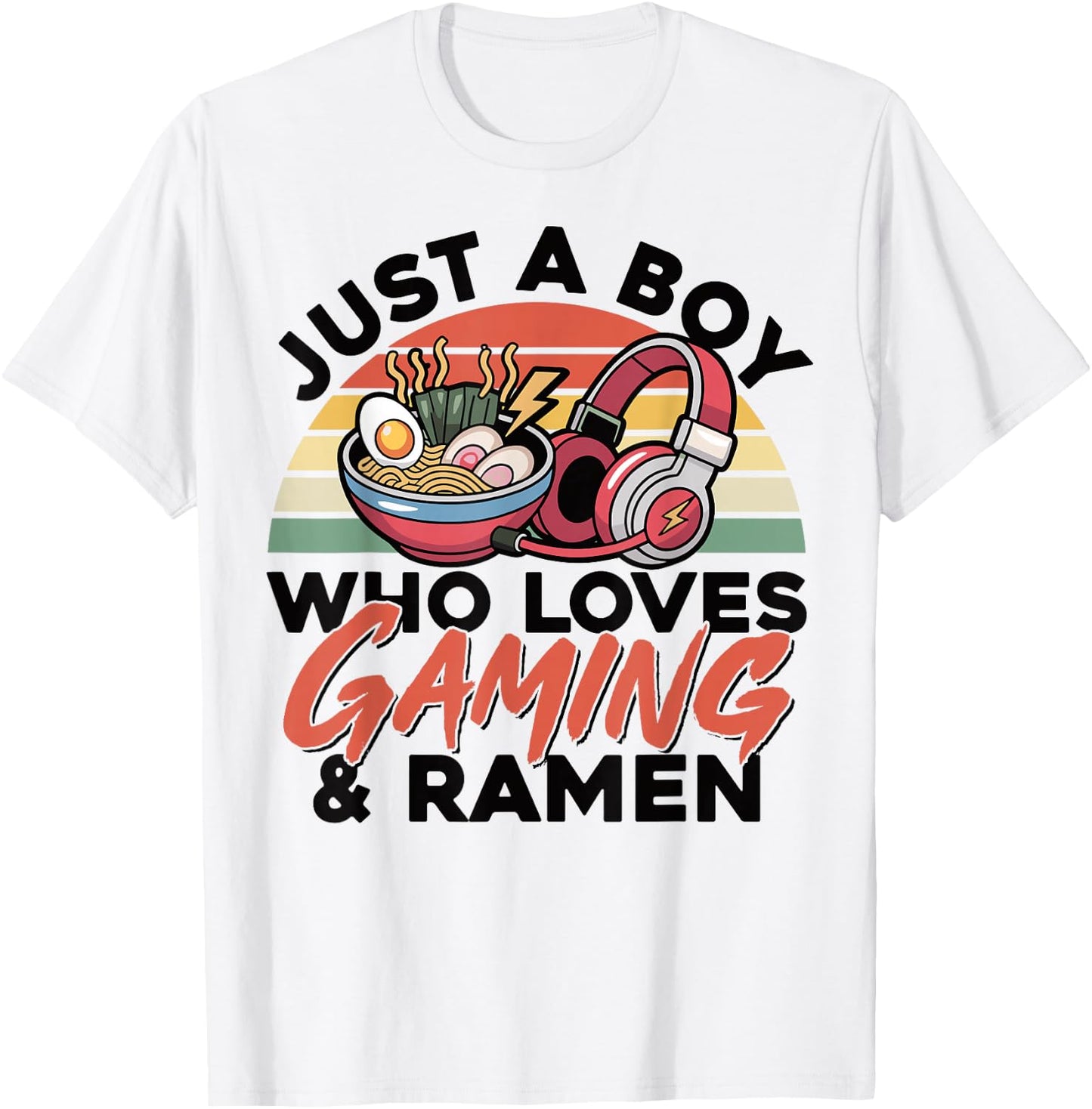 Gaming Just A Boy Who Loves Ramen Gaming Retro Gamer T-Shirt - T-Shirt | White