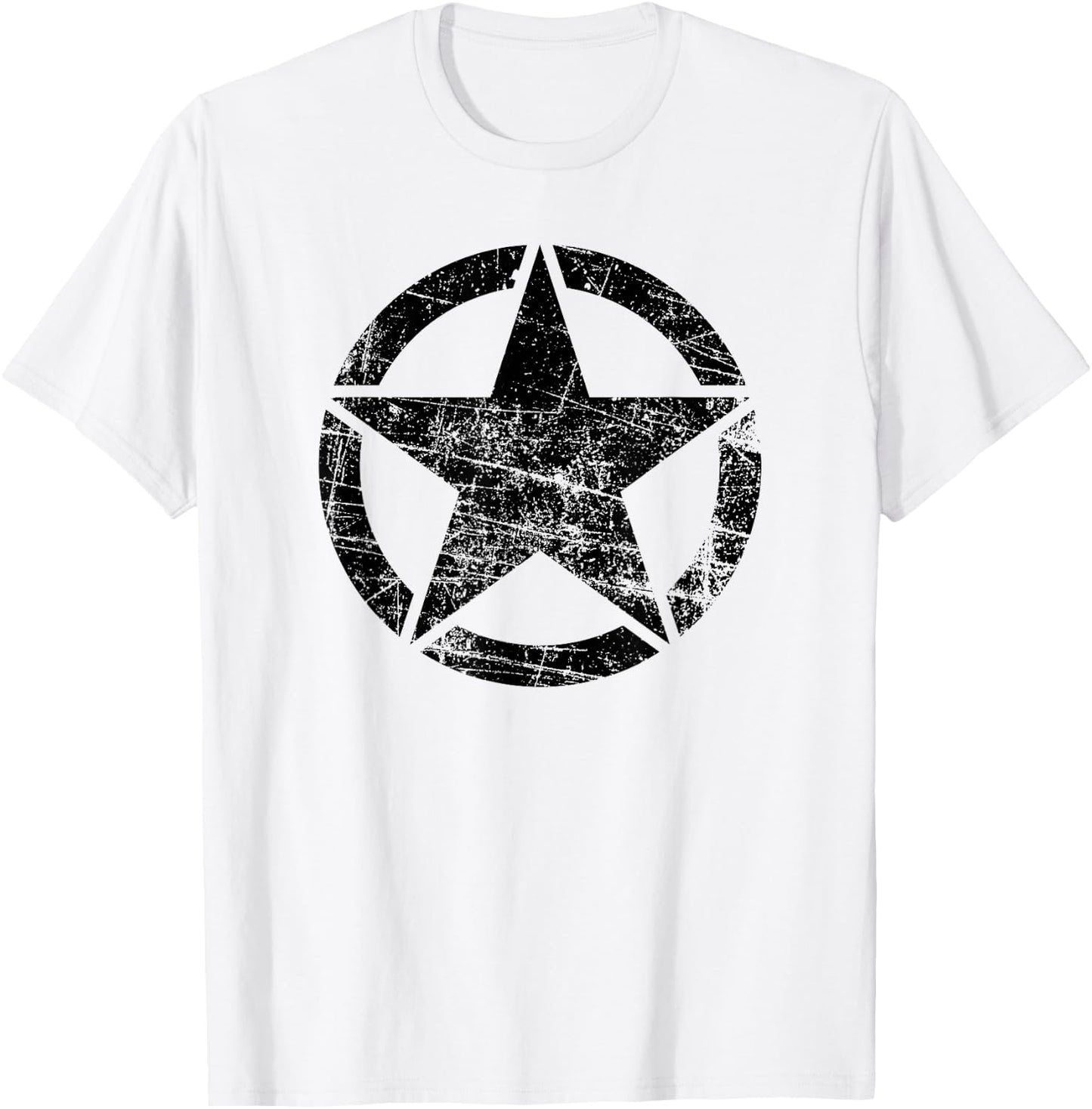Vintage Army Star Classic Retro USA Military Distressed Logo T-Shirt - T-Shirt | White