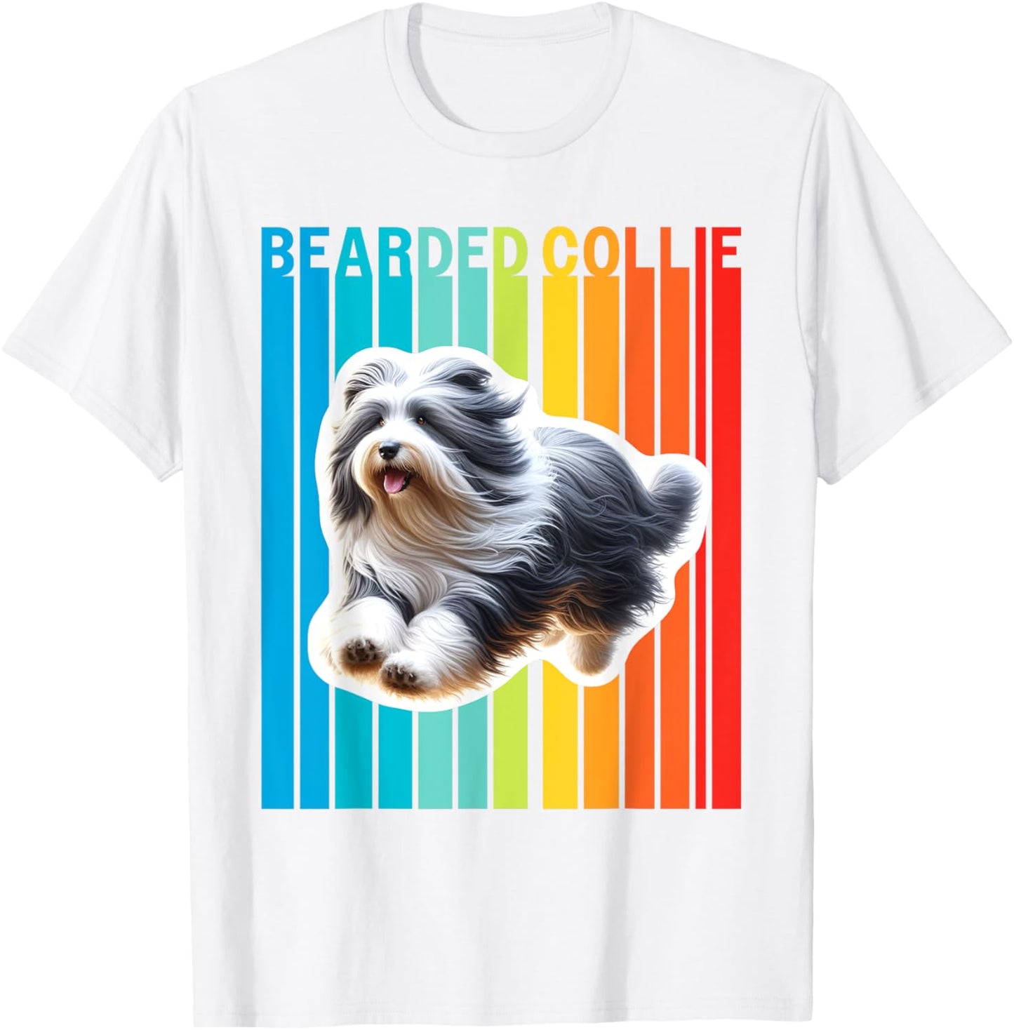 Colorful Bearded Collie T-Shirt - T-Shirt | White