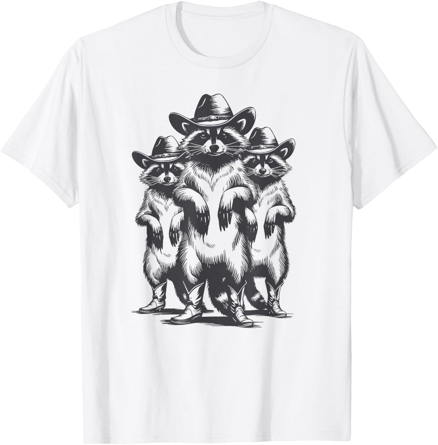 Vintage Racoon Trash Panda Cowboy Western Country Cowgirl T-Shirt - T-Shirt | White