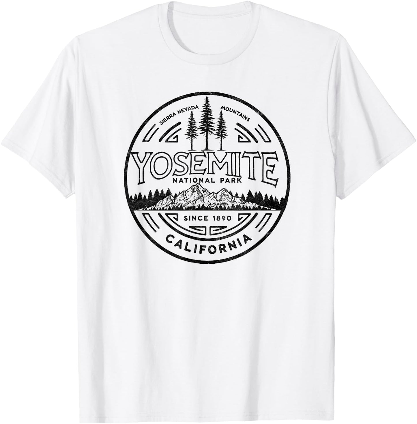 Yosemite National Park Distressed Minimalist Design T-Shirt - T-Shirt | White