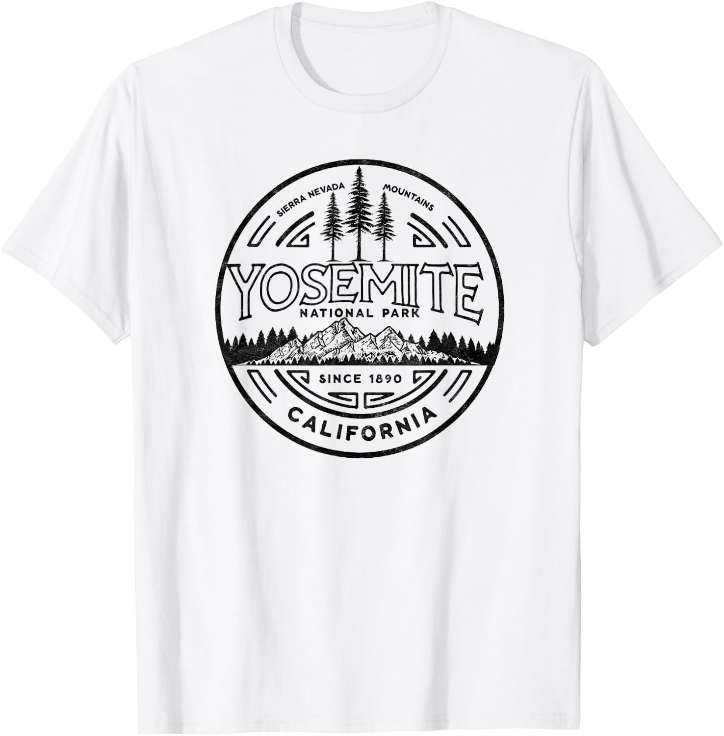 Yosemite National Park Distressed Minimalist Design T-Shirt - T-Shirt | White