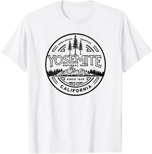 Yosemite National Park Distressed Minimalist Design T-Shirt - T-Shirt | White