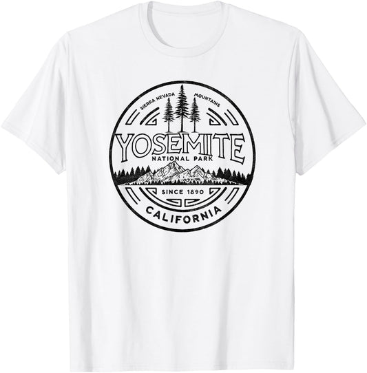 Yosemite National Park Distressed Minimalist Design T-Shirt - T-Shirt | White