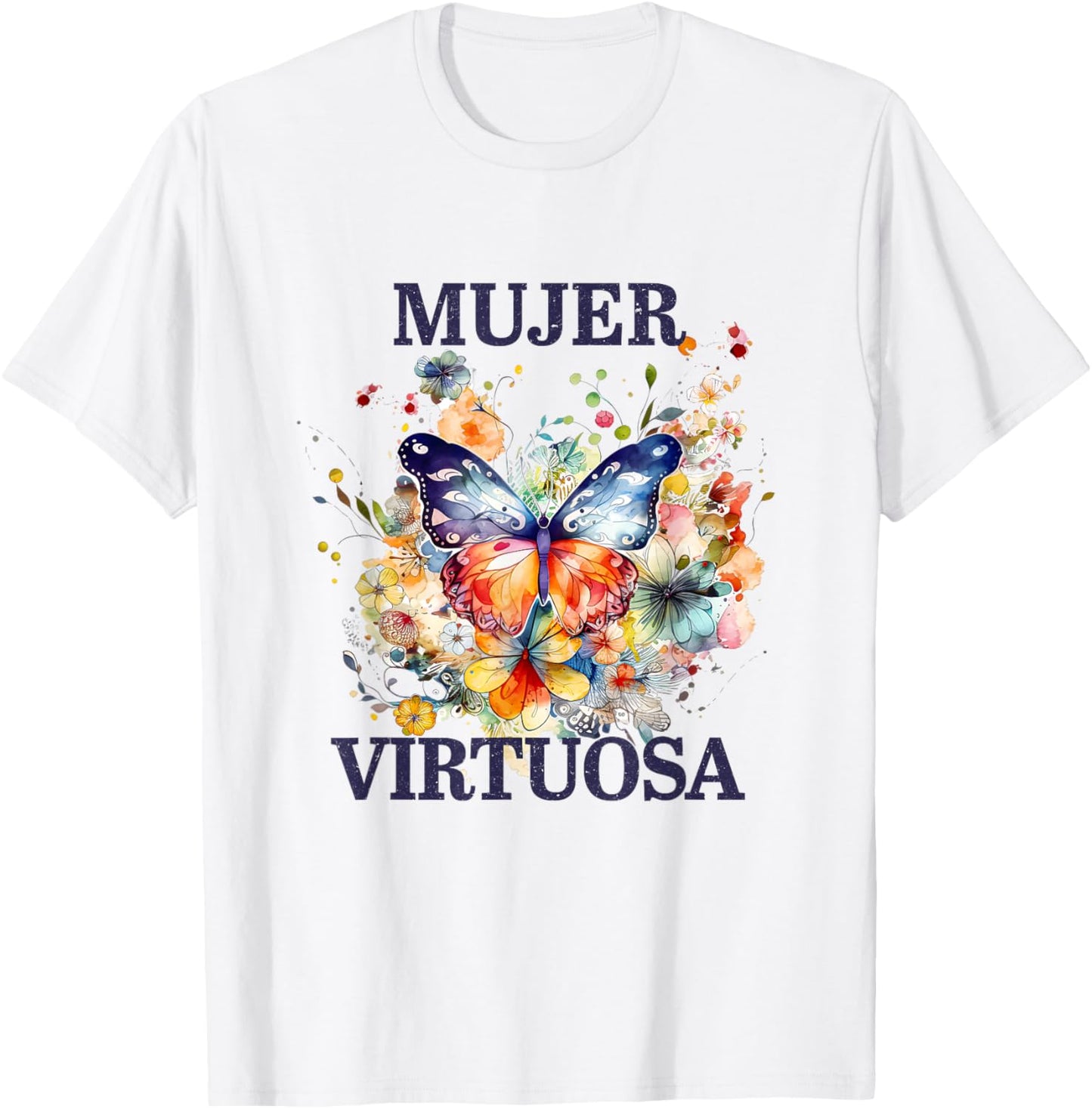 Mujer Virtuosa Flores Mariposa Dios Religiosas Bible Verse T-Shirt - T-Shirt | White