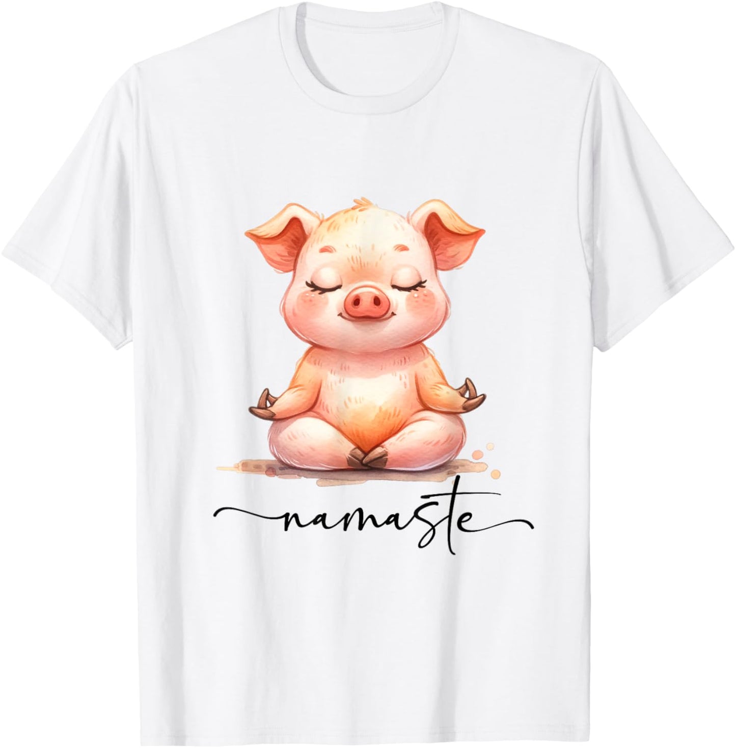 Cute Pig Yoga Colorful Meditation Zen Namaste T-Shirt - T-Shirt | White