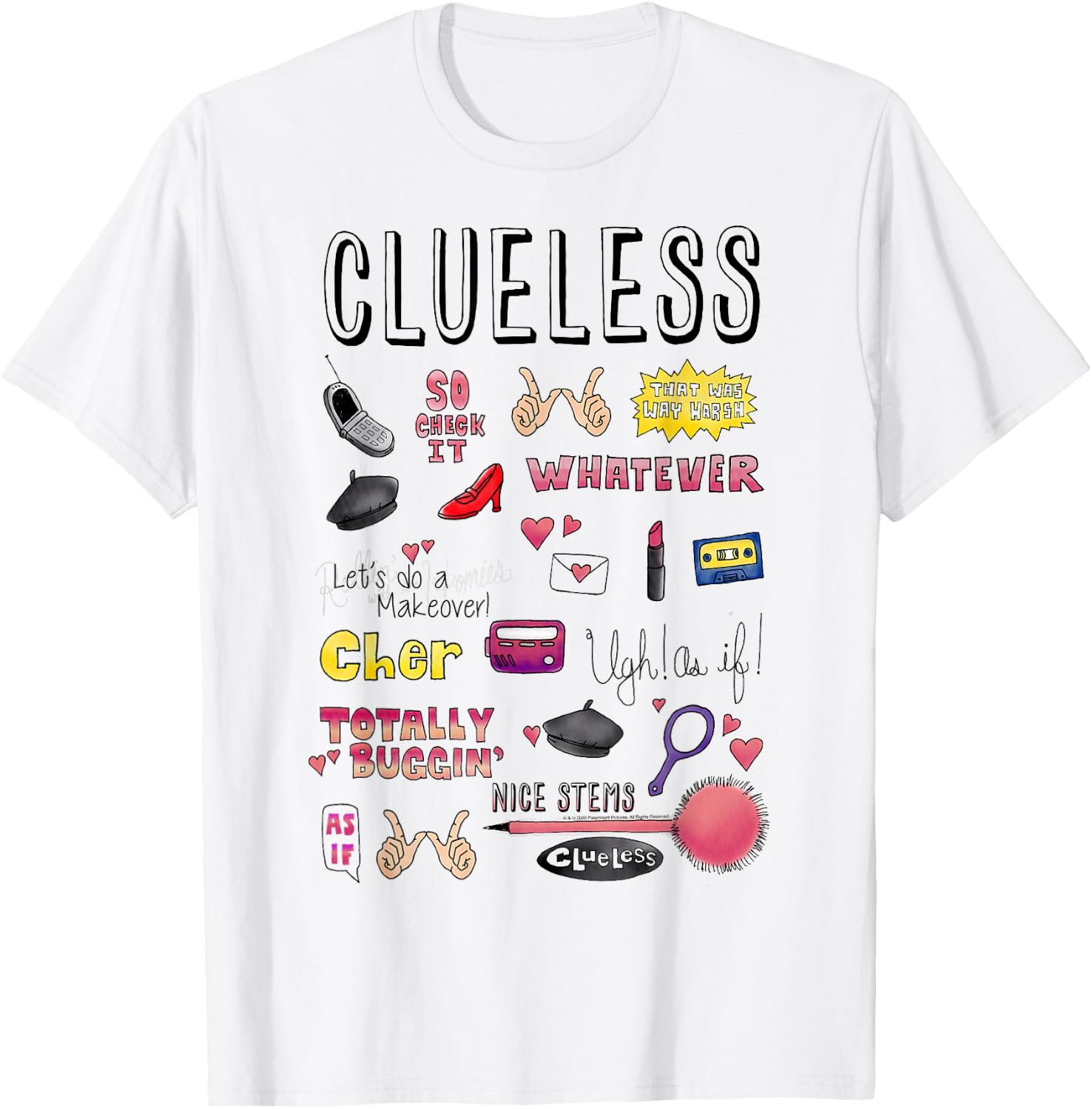 Clueless Icon Doodles T-Shirt - T-Shirt | White