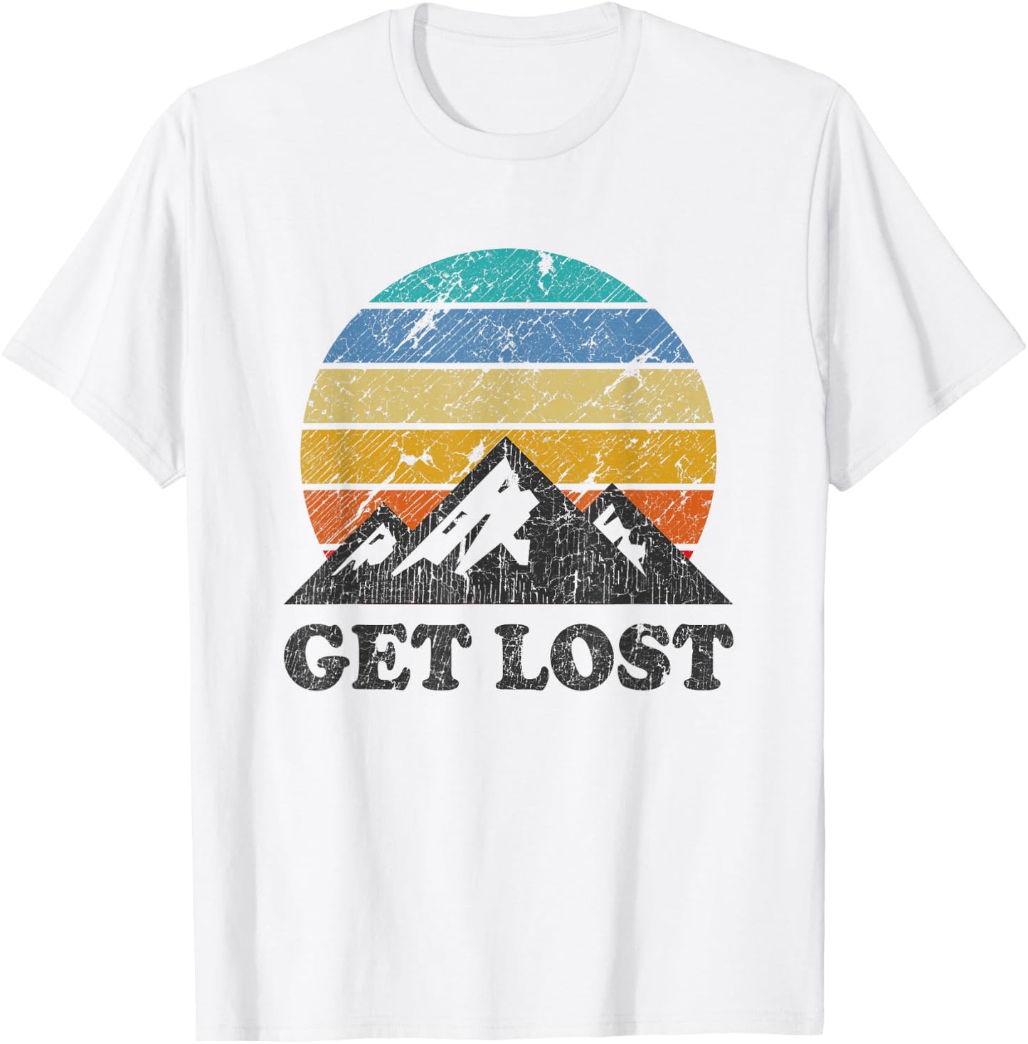 Vintage Car Hiking - Retro Sunset Mountain Walker T-Shirt - T-Shirt | White