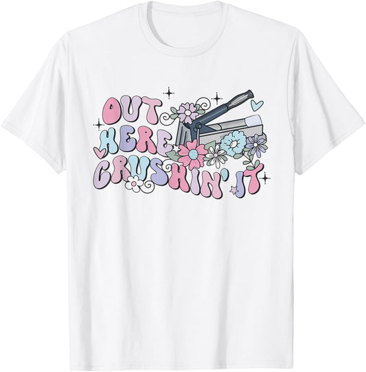 Retro Groovy Flower Medication Aide Out Here Crushin' It LPN T-Shirt - T-Shirt | White