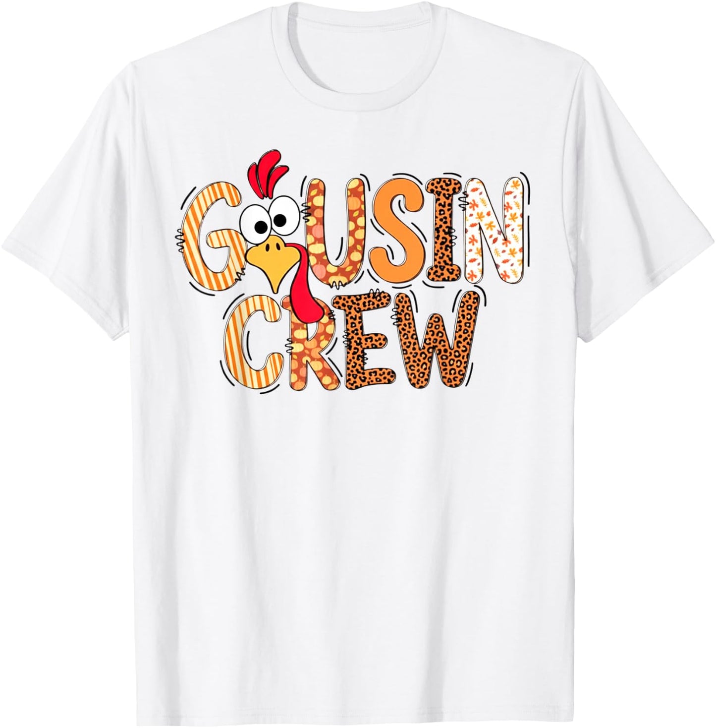 Funny Cousin Crew Thanksgiving Turkey Matching Family T-Shirt - T-Shirt | White