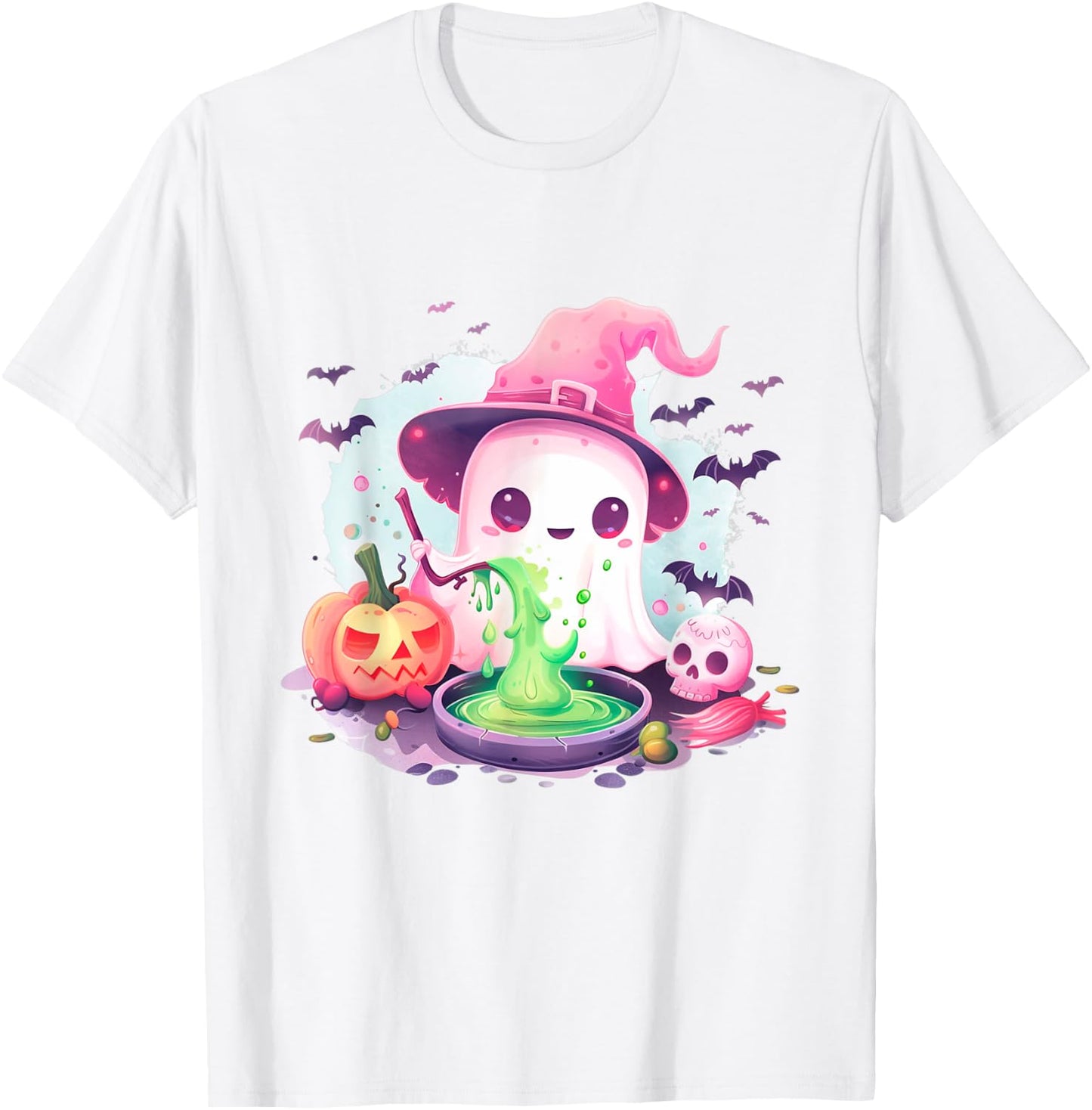 Cute Pink Halloween Party Ghost Costume Girls Women T-Shirt - T-Shirt | White