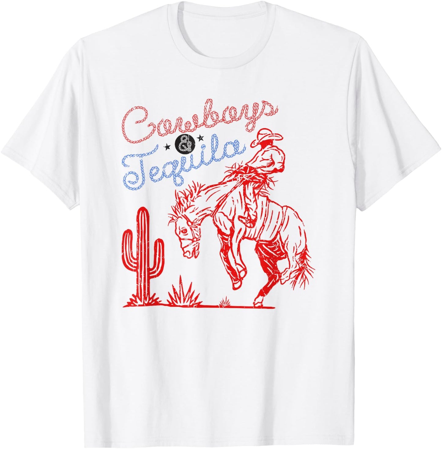Cowboys & Tequila Rodeo Country T-Shirt - T-Shirt | White