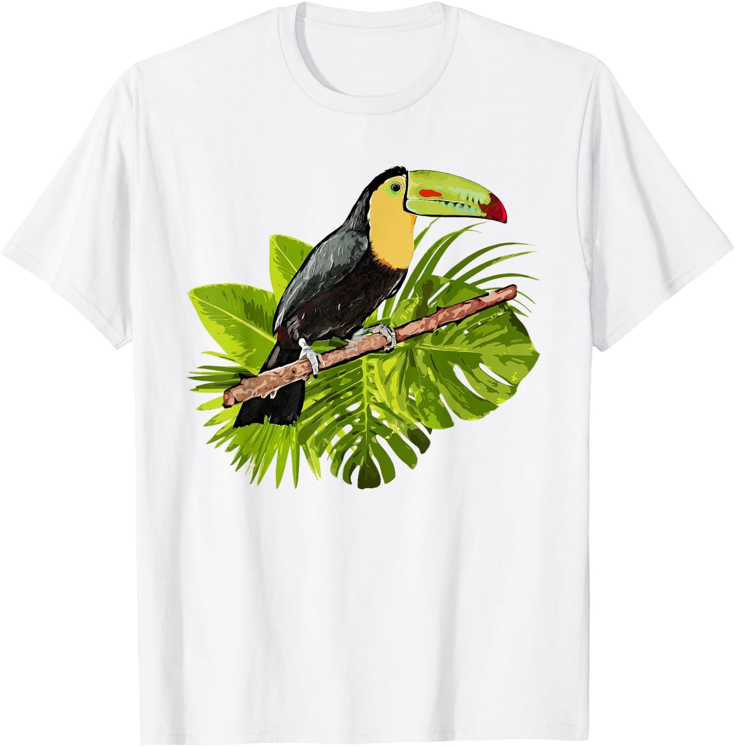 Watercolor Toucan Palm Leaves Rainforest Toucan T-Shirt - T-Shirt | White
