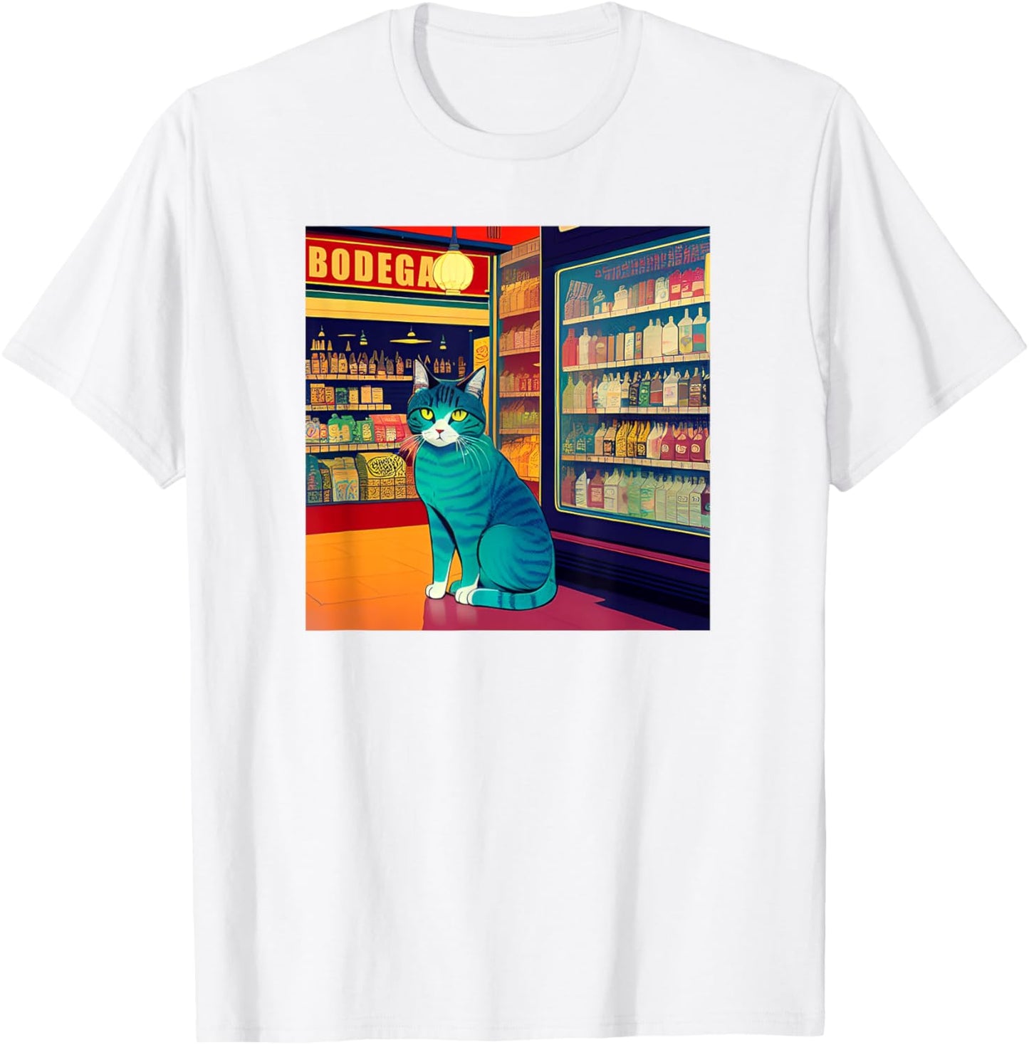 Cool Bodega Cat Meme T-Shirt - T-Shirt | White