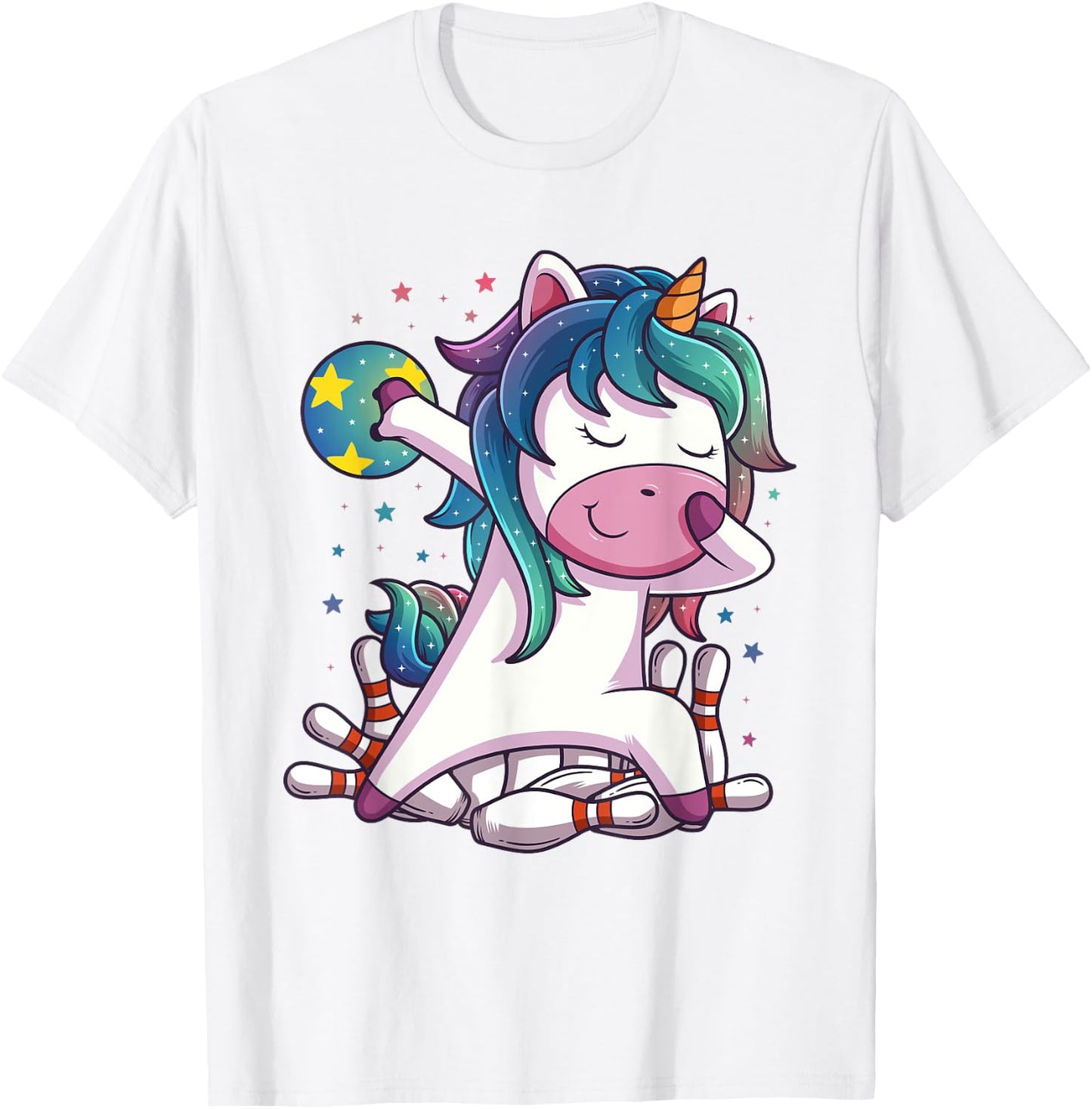 Polka Dot Unicorn Bowling Birthday Party Gift T-Shirt - T-Shirt | White
