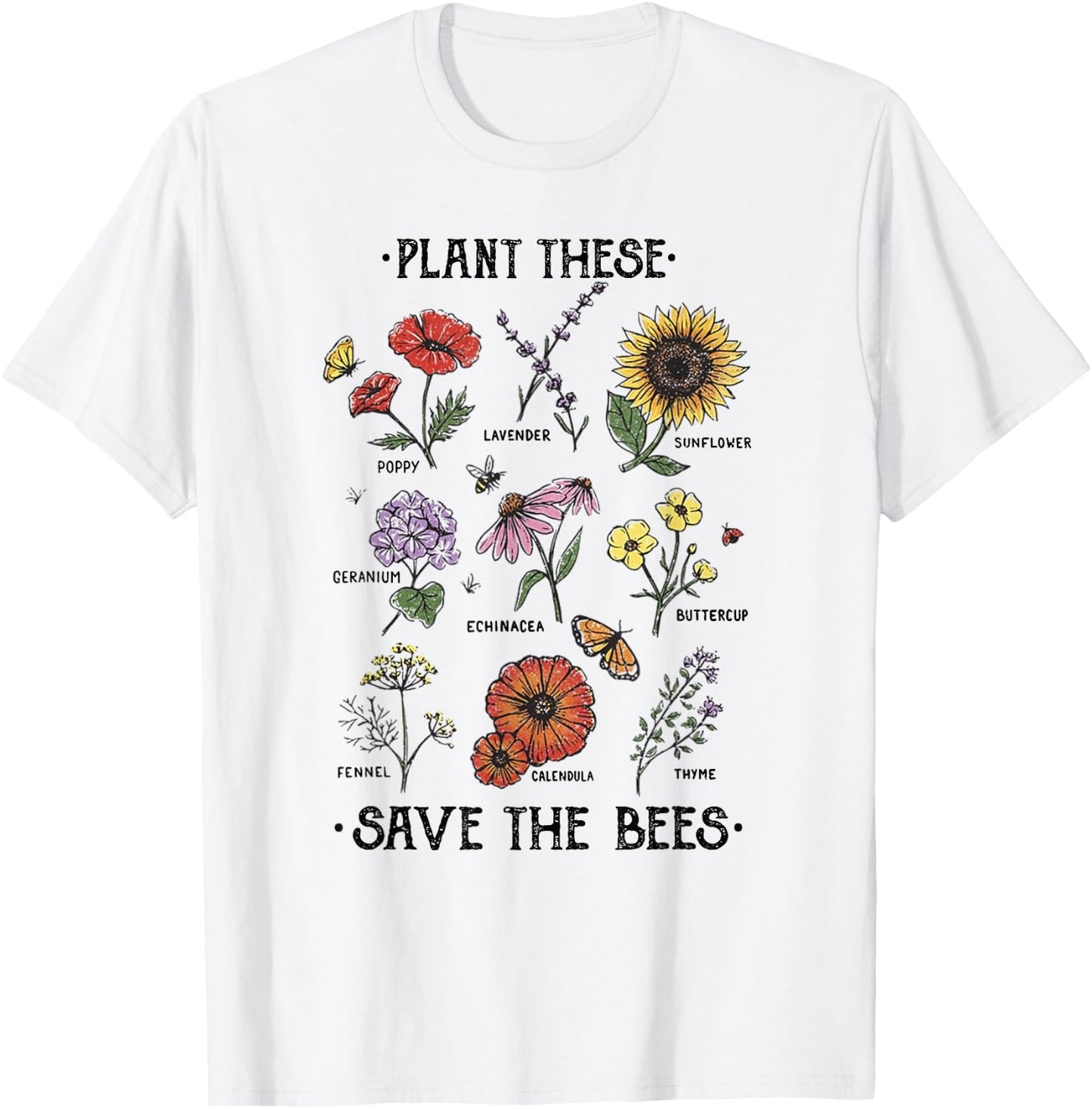 Plant These Save The Bees Flowers Gardening T-Shirt - T-Shirt | White