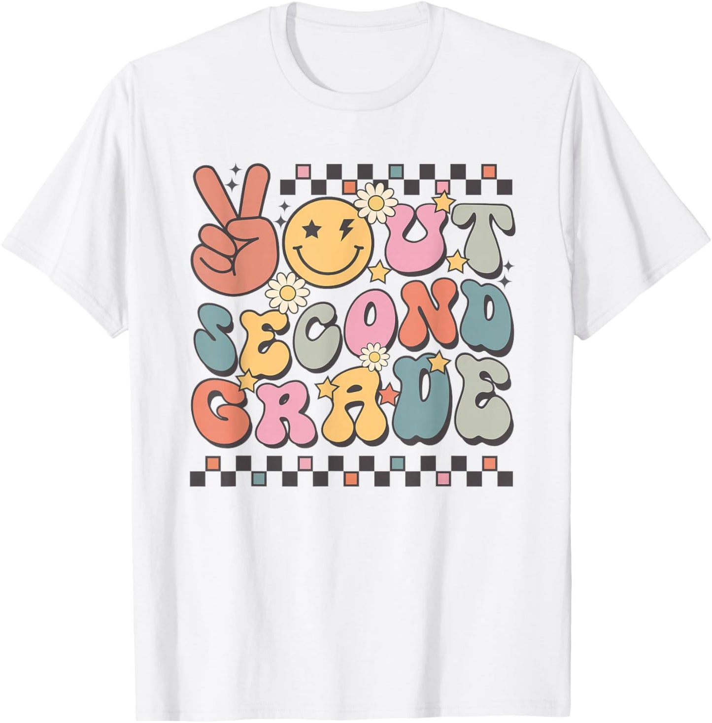 Last Day Of 2nd Grade Smile Face Peace Out Second Grade T-Shirt - T-Shirt | White