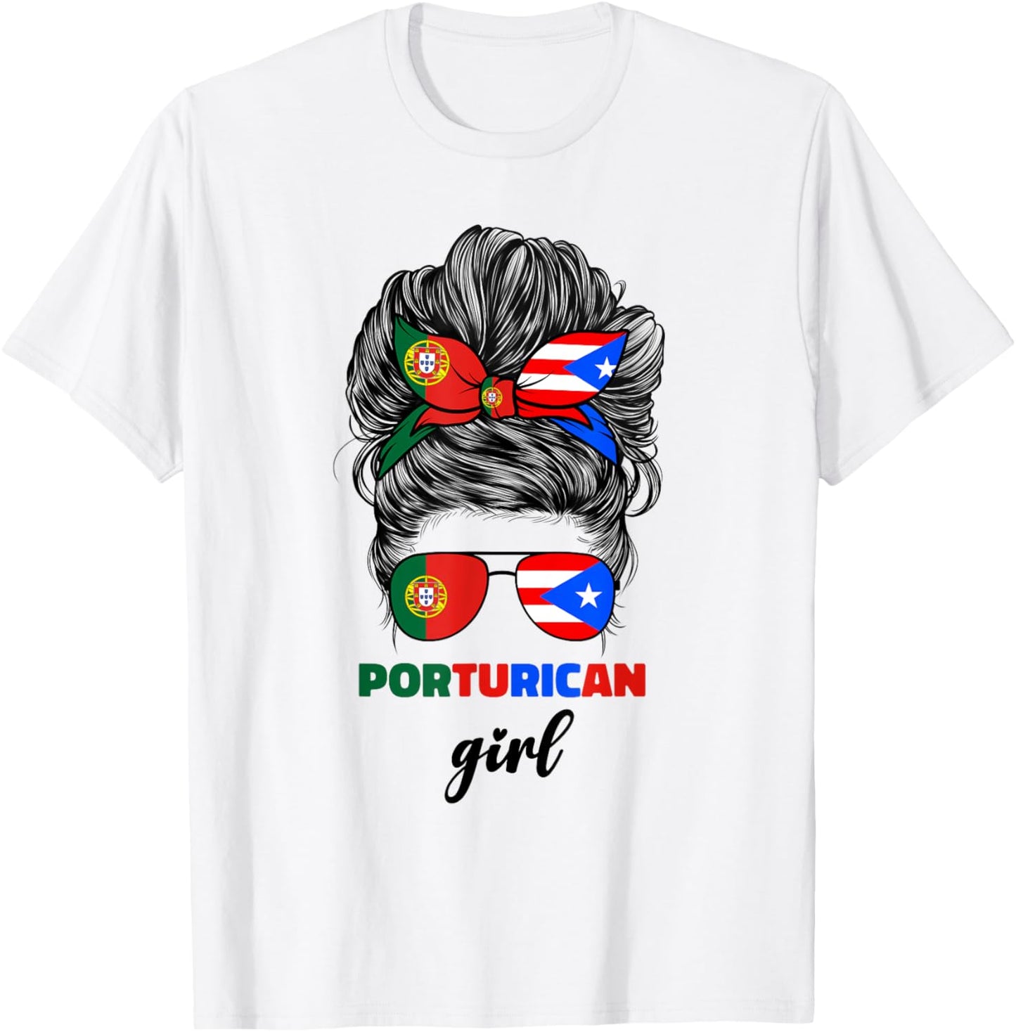 Half Portuguese And Puerto Rican Rico Portugal Flag Girl T-Shirt - T-Shirt | White