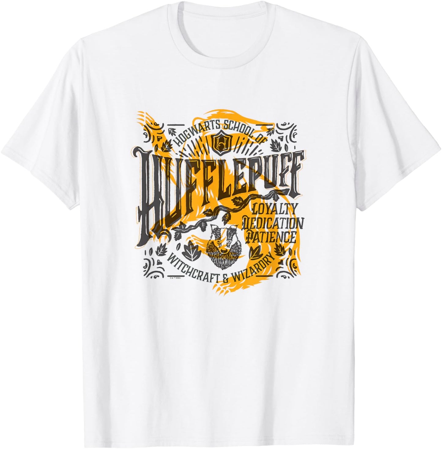 Harry Potter House of Hufflepuff Loyalty Dedication Patience T-Shirt - T-Shirt | White