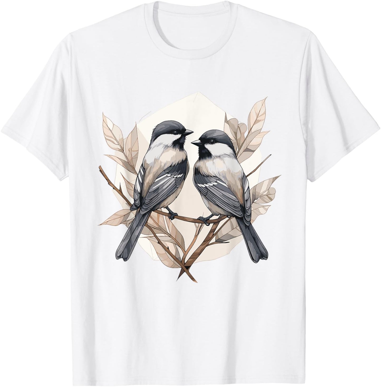 Black capped Chickadee Geometric Patten Art,Cute Bird Lover T-Shirt - T-Shirt | White