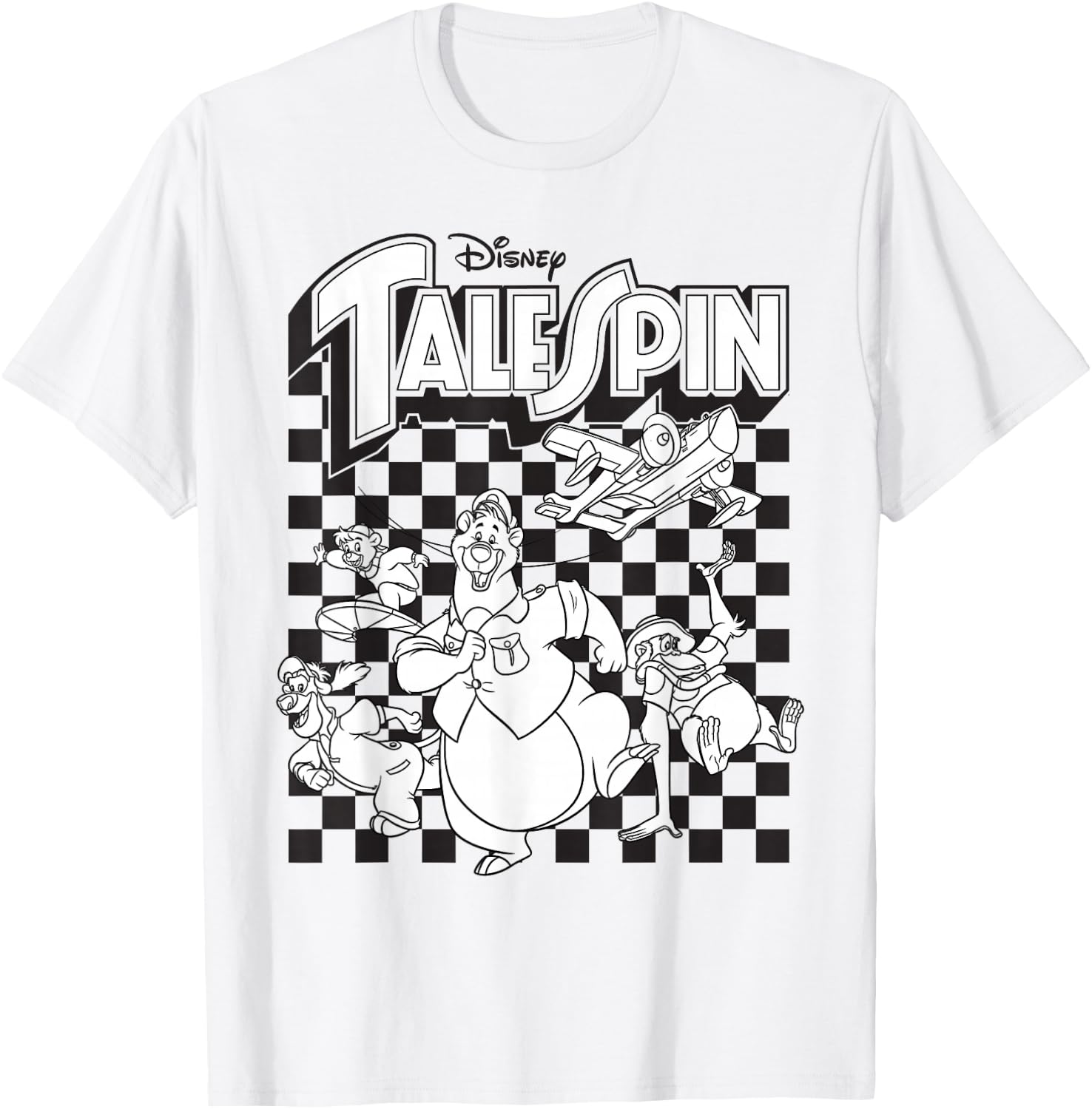 Talespin - Characters Checkered T-Shirt - T-Shirt | White