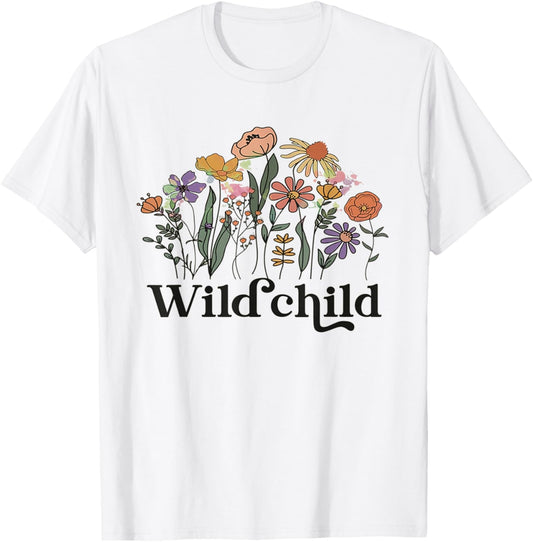 Wild Child Wildflowers Kids Retro Girls Boys Toddler Kids T-Shirt - T-Shirt | White