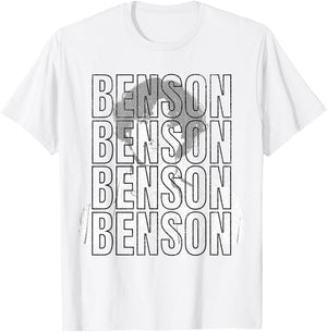 Benson First Name T With Glasses Personalized Vintage T-Shirt - T-Shirt | White