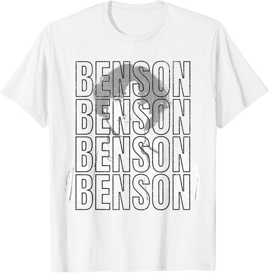 Benson First Name T With Glasses Personalized Vintage T-Shirt - T-Shirt | White