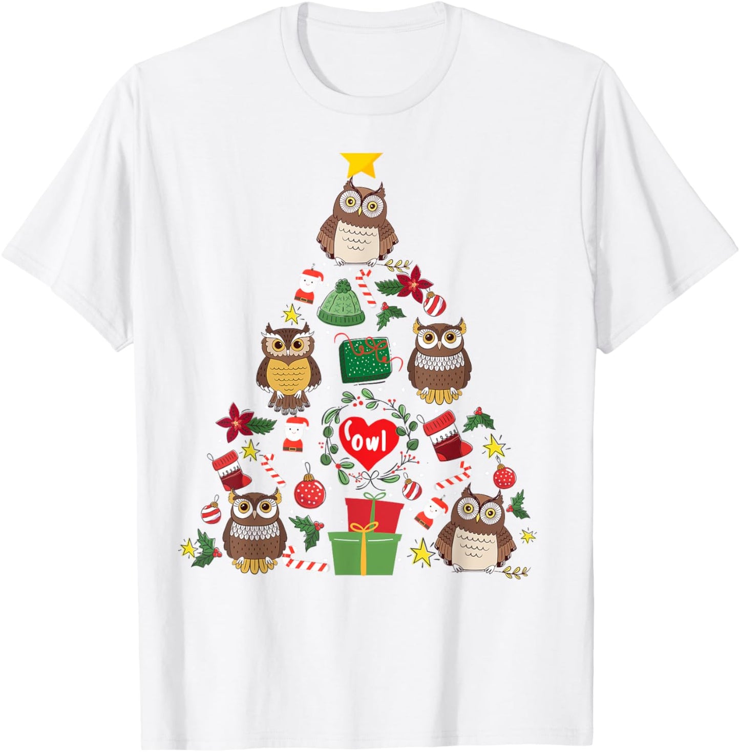 Owl Ornament Christmas Tree Owl Lover Xmas Gifts Men Women T-Shirt - T-Shirt | White