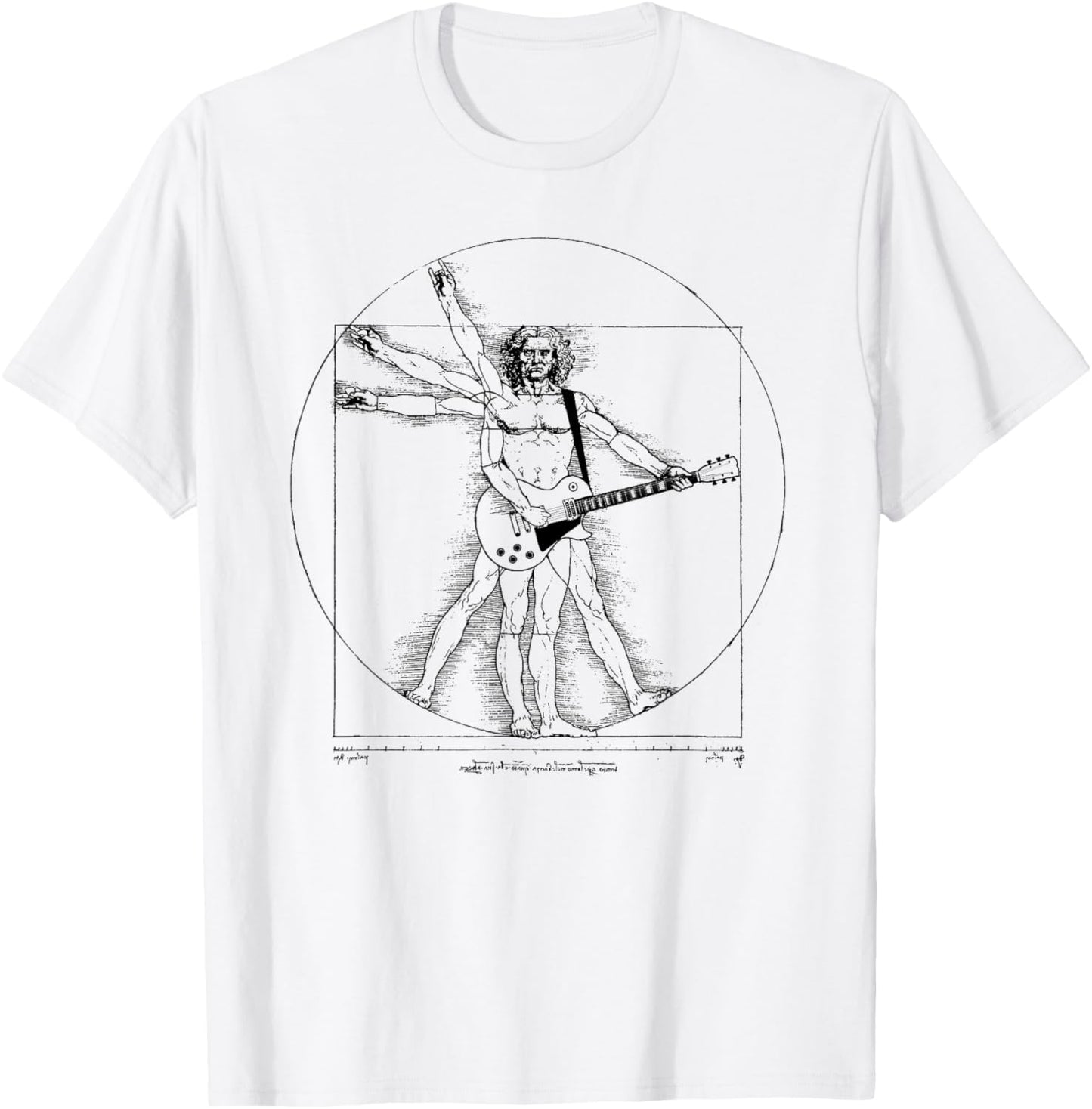 Funny Guitar Player Da Vinci Vitruvian Man Musicians T-Shirt - T-Shirt | White