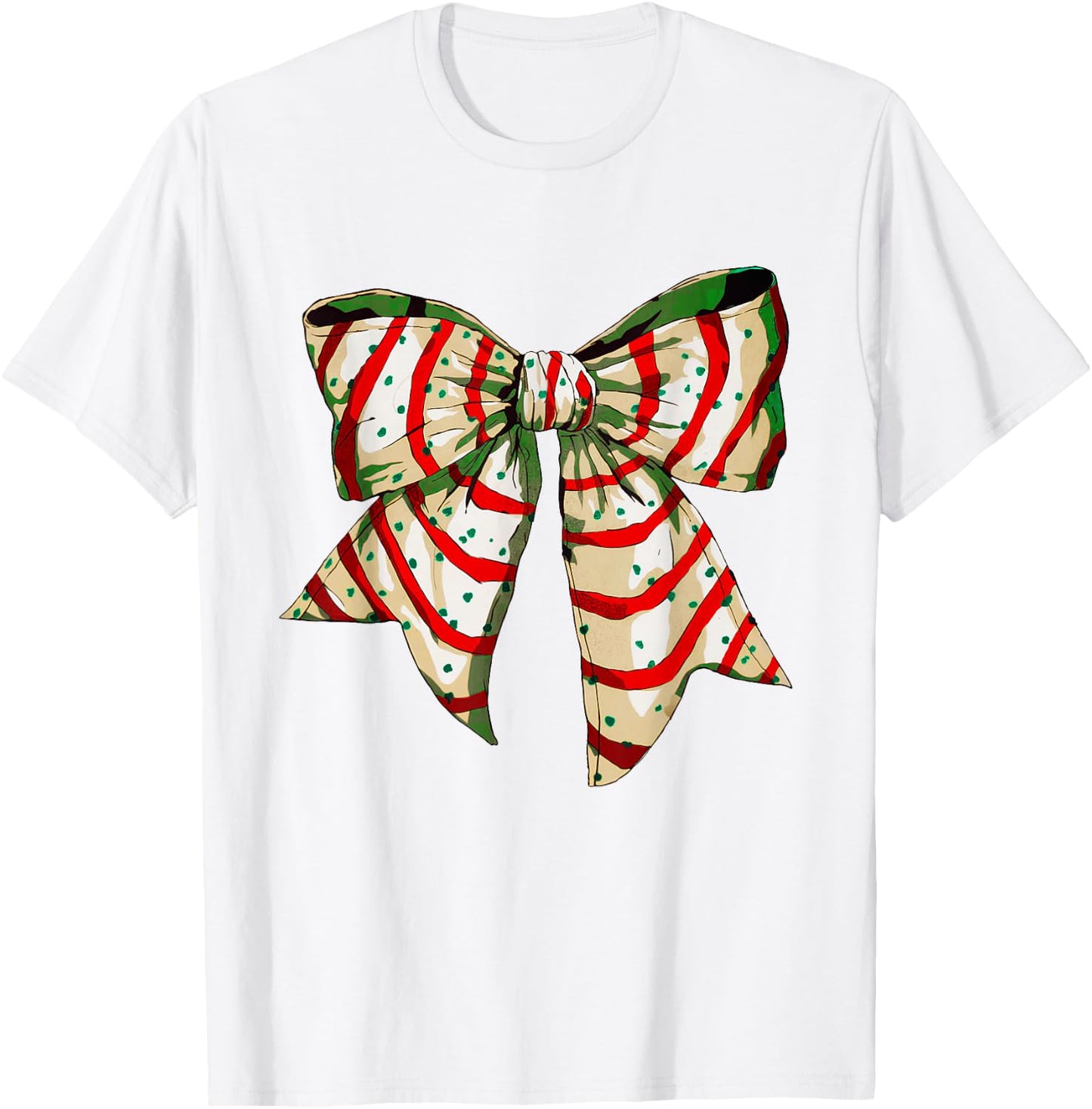 Funny Christmas Outfit Women Kids Christmas Coquette Bow Tree Cakes Xmas Pajamas Women Girl T-Shirt - T-Shirt | White