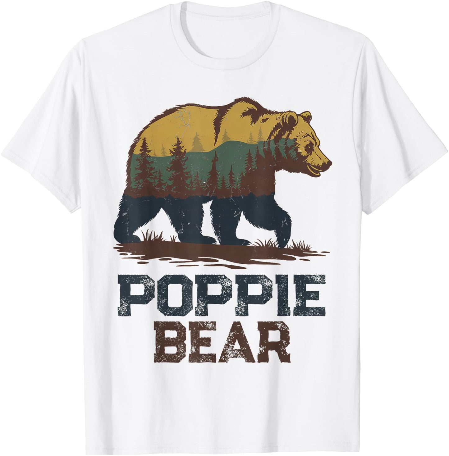 Poppie Bear Father's Day Vintage Birthday Christmas Poppie T-Shirt - T-Shirt | White