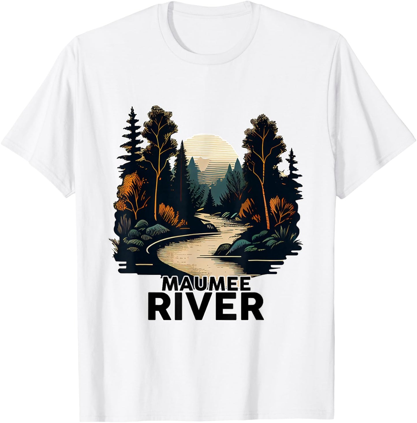 Maumee River Retro Minimalist River Maumee T-Shirt - T-Shirt | White