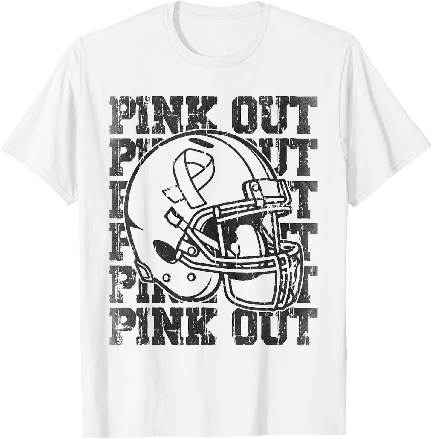 Pink Out Breast Cancer Awareness Football Mom Girls T-Shirt - T-Shirt | White