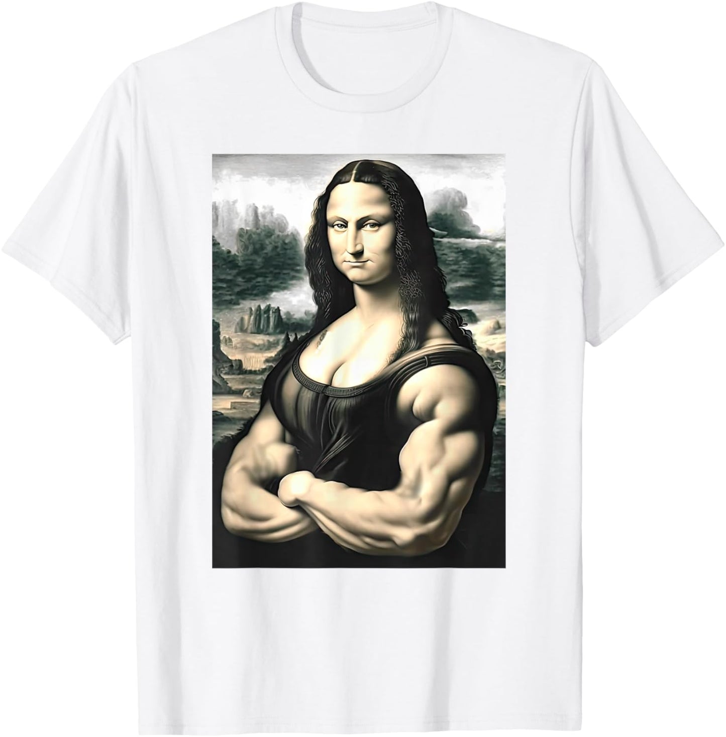 Mona Lisa Bodybuilding Parody Leonardo Da Vinci Men woman T-Shirt - T-Shirt | White