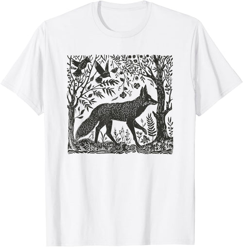 Folklore Forest Fox Lino Print
