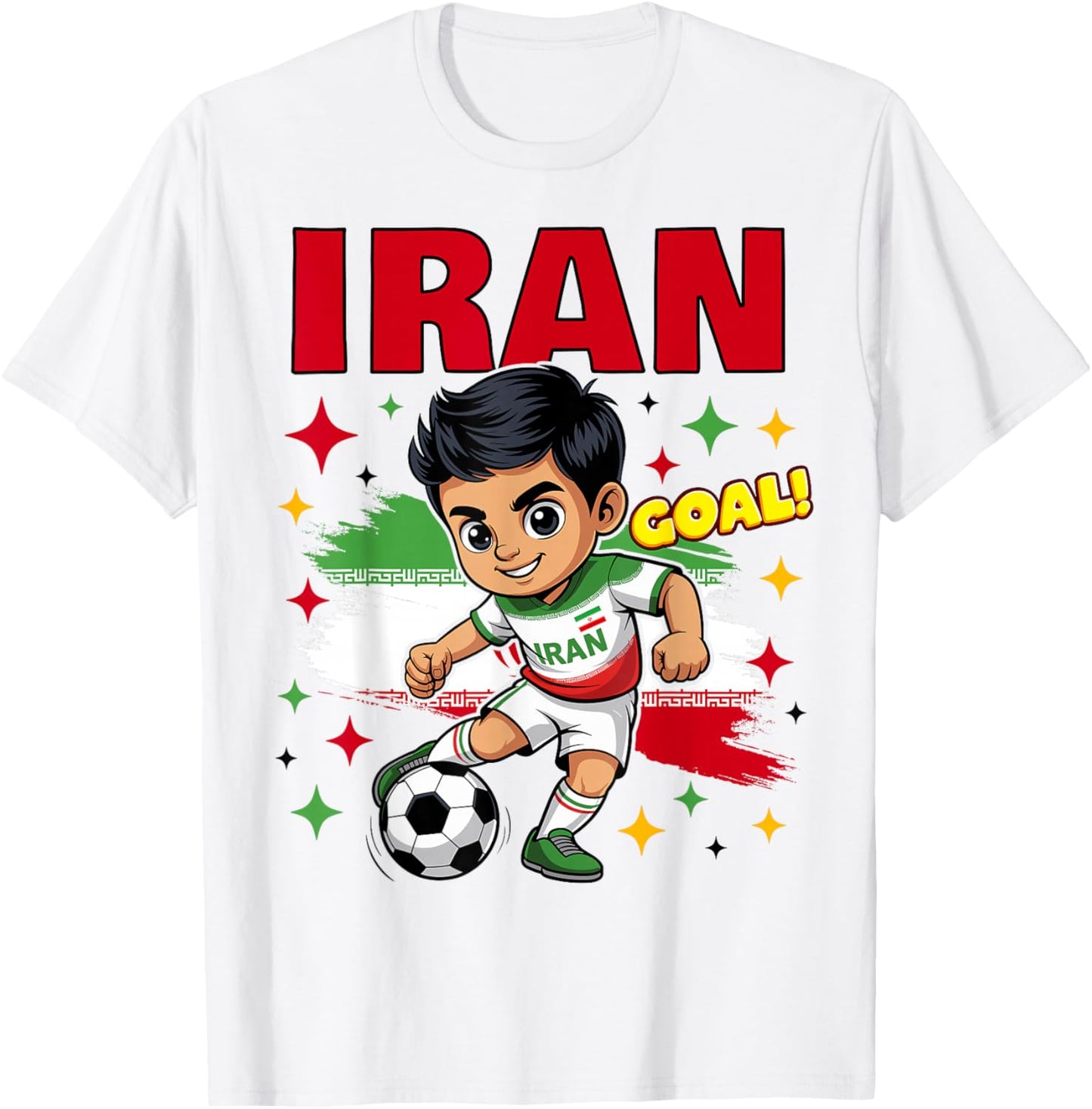 Iran Kid Goal Cartoon Iran Flag for Kids T-Shirt - T-Shirt | White
