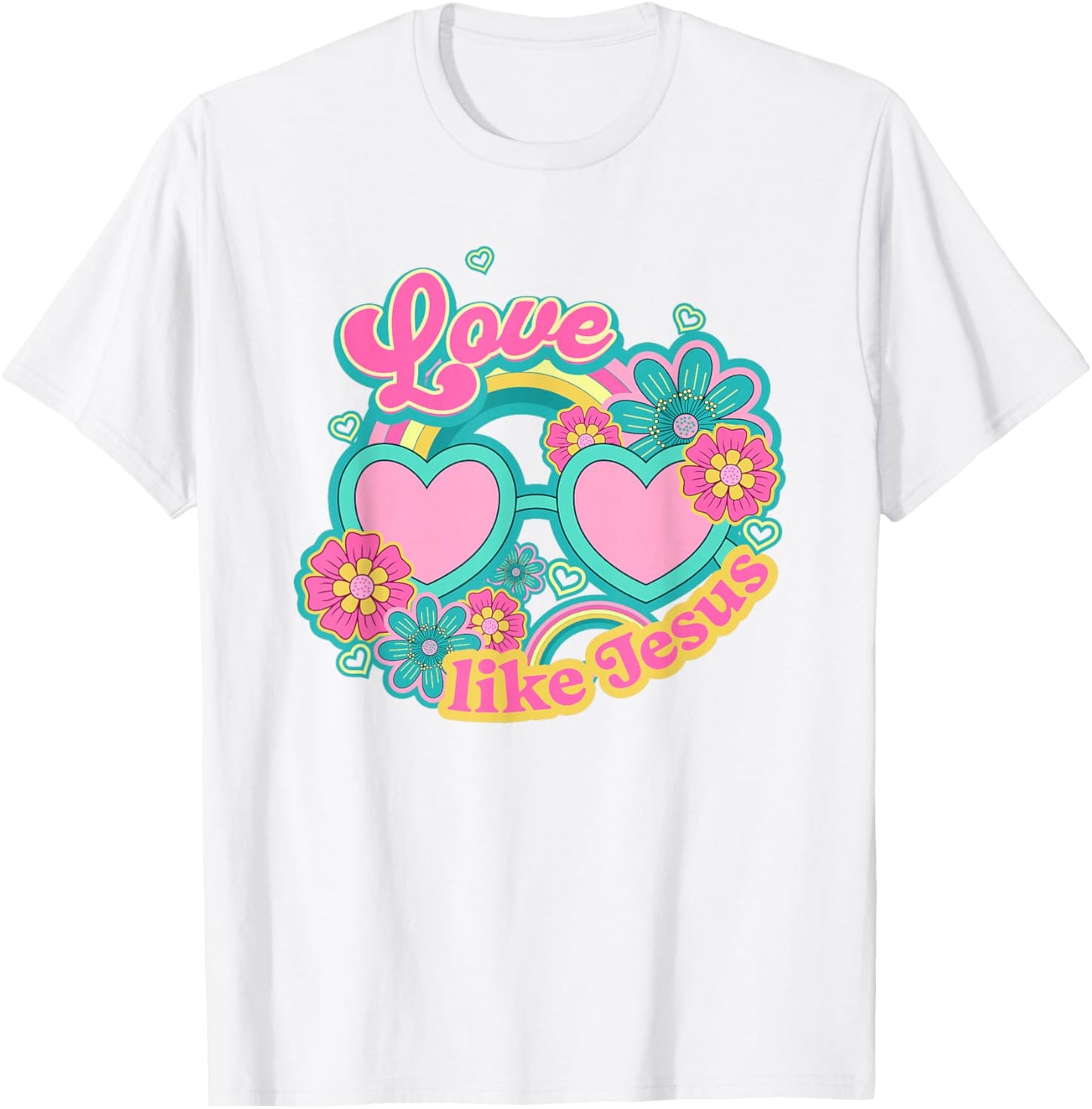 Retro Groovy Christian LOVE LIKE JESUS T-Shirt - T-Shirt | White