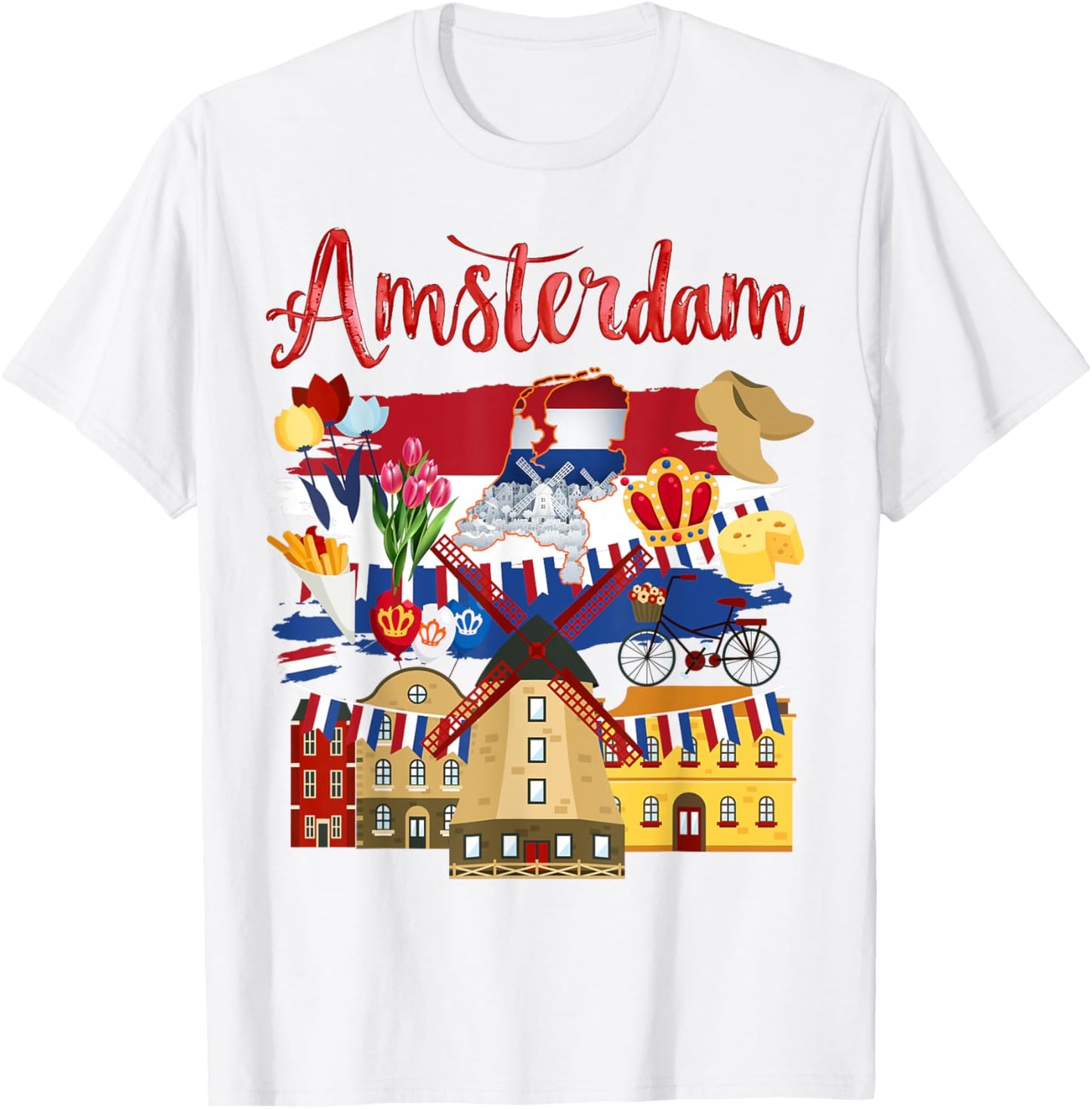 Amsterdam Outfit Idea For Kids & Holland Netherlands Flag T-Shirt - T-Shirt | White