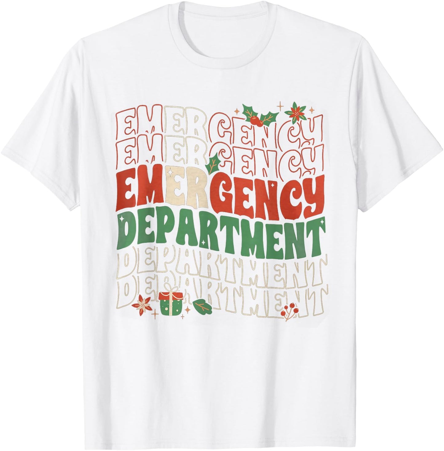 Emergency Department Christmas Holiday ER Nurse ED Nurse T-Shirt - T-Shirt | White