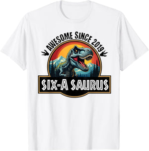 Six-a-Saurus 6th Birthday Dinosaur T-Rex for Boys And Girls T-Shirt - T-Shirt | White